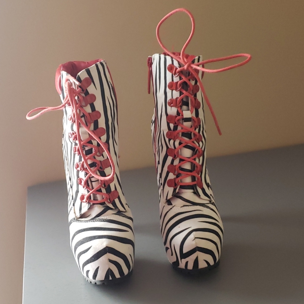 red and black zebra stripe heels